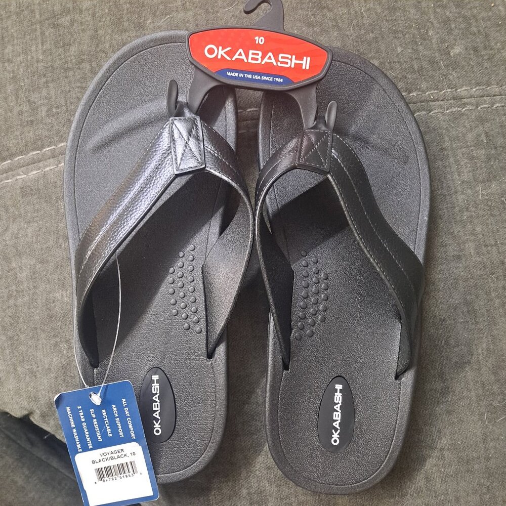 Men's Black OKABASHI Voyager flip flops sandals